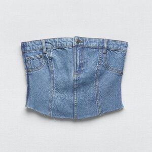 Zara ZW DENIM BUSTIER TOP